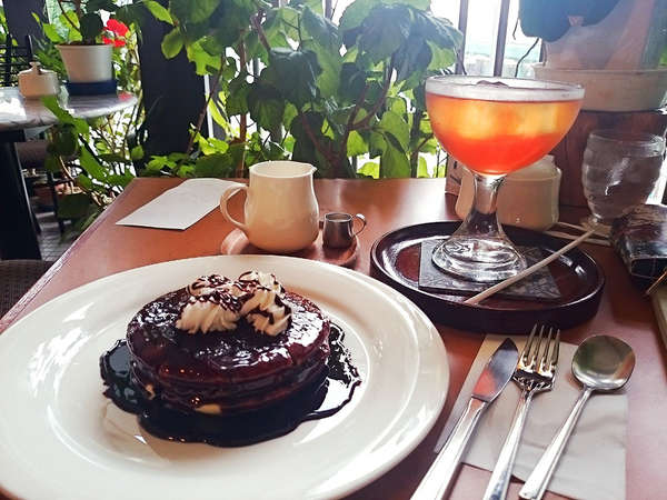 植物のあるお洒落カフェの画像