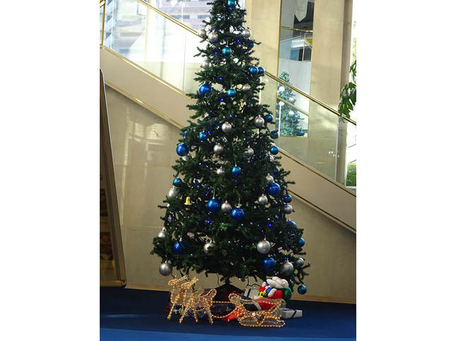 ブルーとシルバーの彩りが綺麗なクリスマスツリー