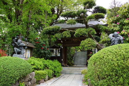 花と緑と水があふれるお寺