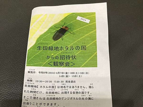生田緑地でホタルの舞を