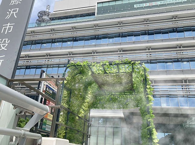 市役所のミストシャワー