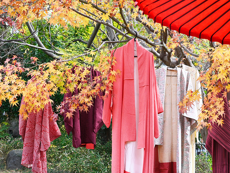 文化財の古民家でワンコイン着物市