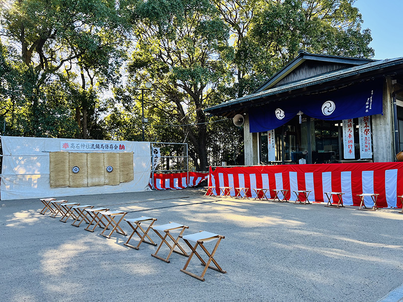 境内に準備された流鏑馬神事の的