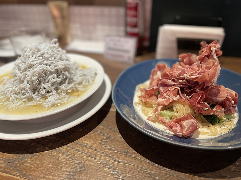 生ハム、しらす乗せ放題パスタ　海老名